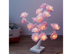 Lámpara De Mesa Con Forma De Rosa Bonsái, Con 24 Led, Funciona Con Pilas, Luz Decorativa Para Salón O Dormitorio.