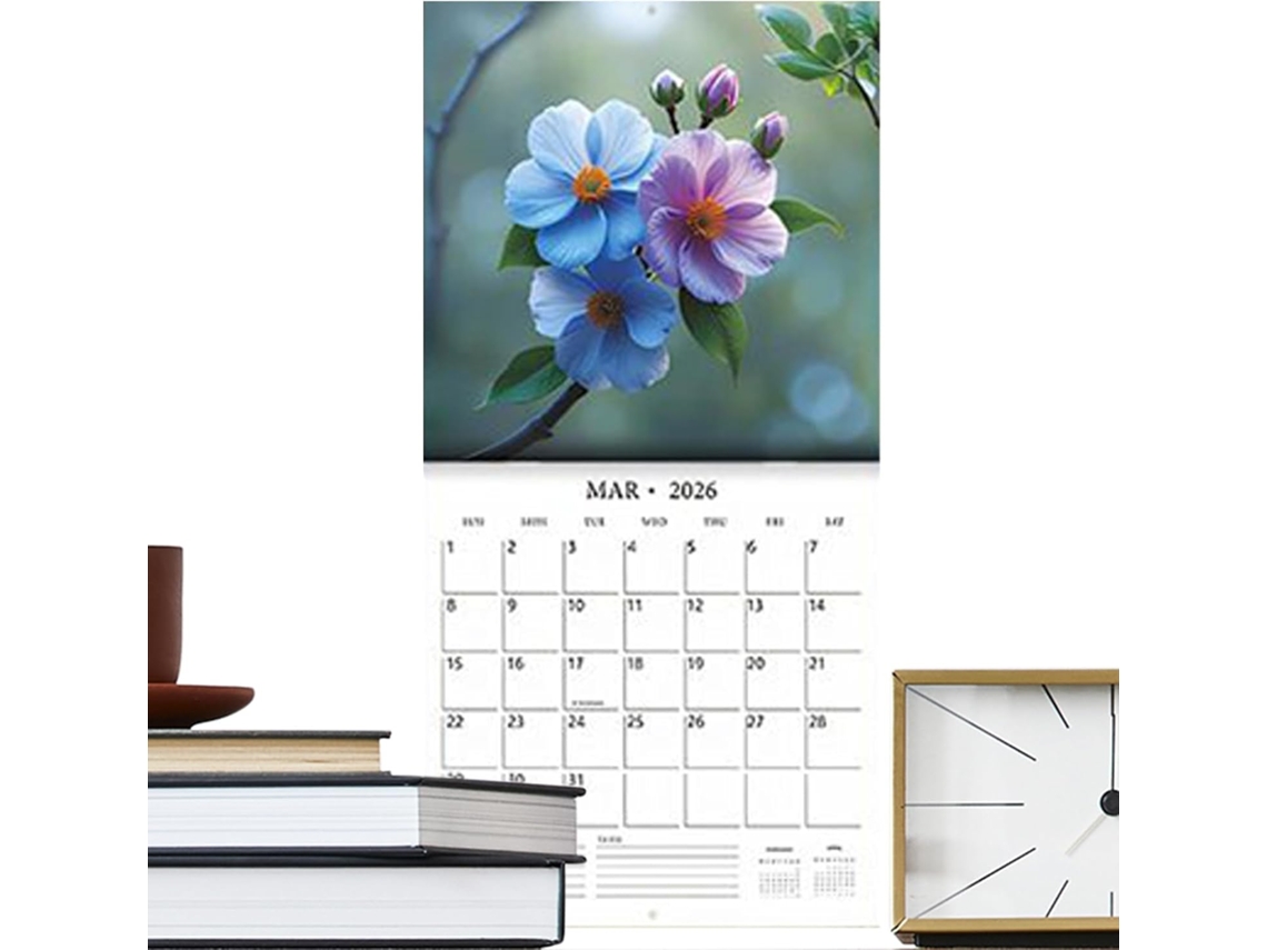 Calendario De Pared Floral, Mensual 2026, Diseño De Fecha De 12" Con Páginas, Organizador De Grande