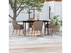 5 Pcs Conjunto De Jantar P/ Jardim C/ Almofadões Castanho Dkd Home Decor