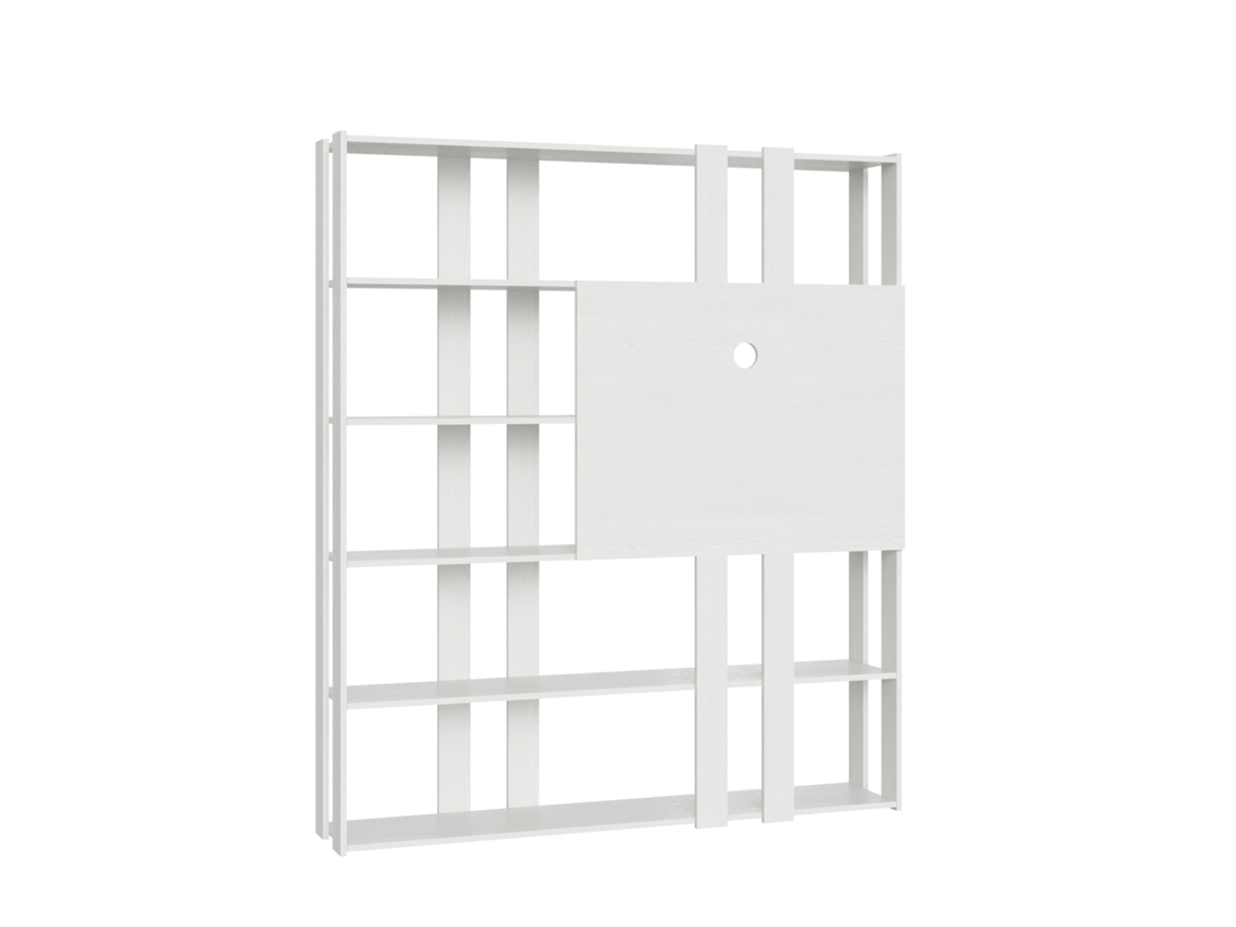 Estantería abierta Kato N con panel de soporte para TV en gris y blanco de Itamoby