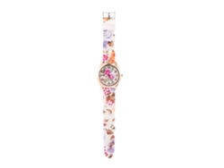 Reloj De Pulsera Electrónico Analógico Con Correa De Silicona Con Estampado Floral (jd-363)