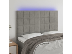 Cabecero Con Luces Led Terciopelo Gris Claro 144x5x118/128 Cm
