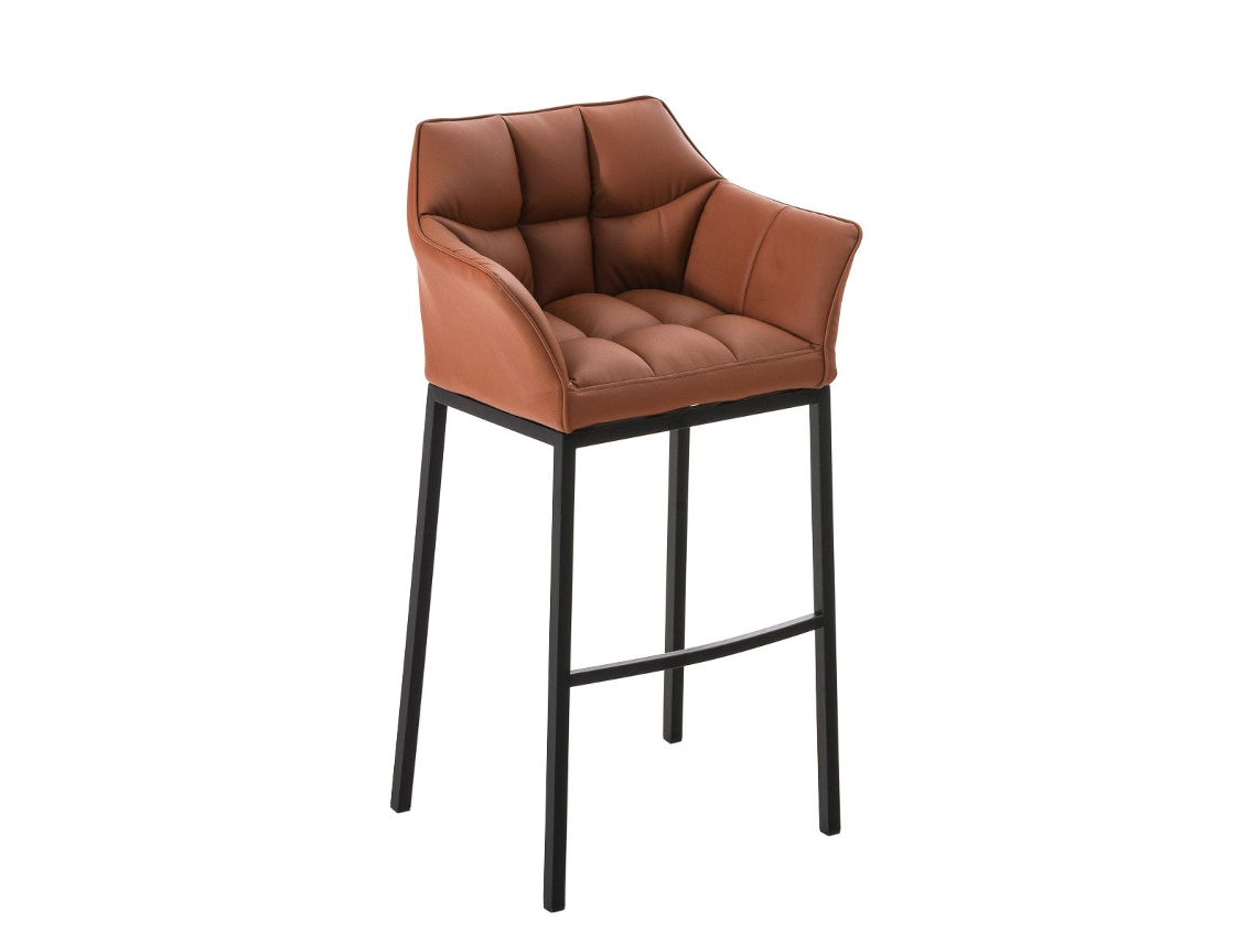 DUDECOR Taburete Alto Damaso 4 Piel Sintética Negra Marrón Claro