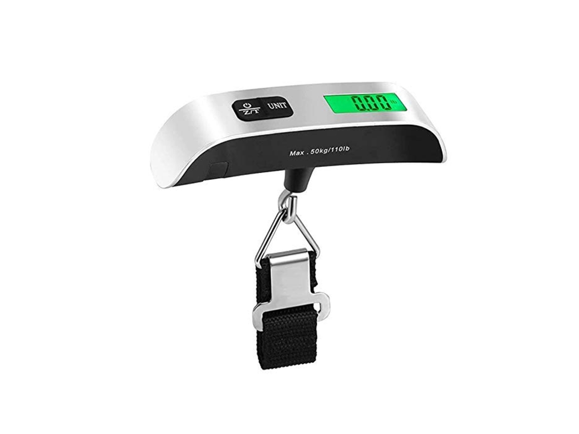 Báscula digital con cinta colgante plateada para equipaje y viajes Tommy01
