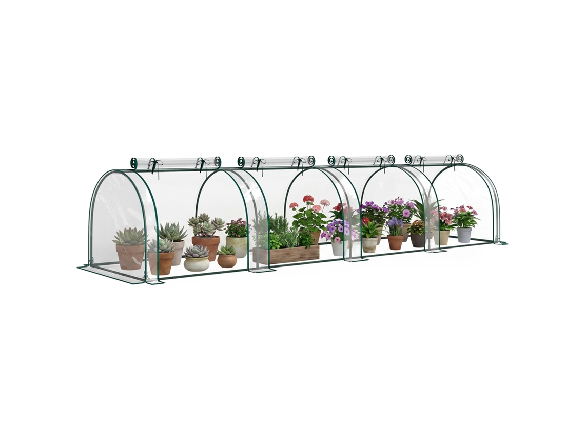 Estufa Para Jardim Estufa Pequena Para Cultivo De Plantas Com 4 Janelas 395x100x80 Cm Transparente E Verde