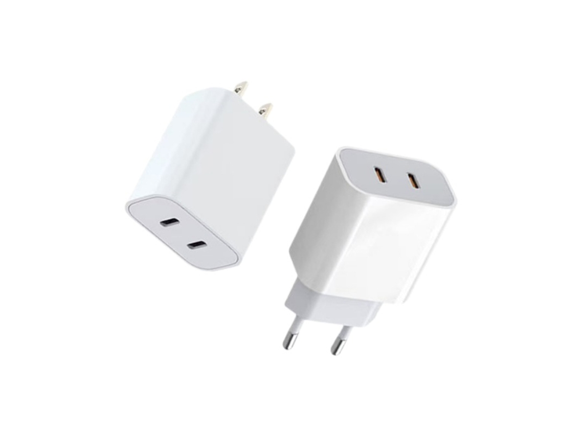 Cargador De Pared De Carga Rápida Pd De 40 W Con Doble Puerto Usb-c (usb-c+c - Blanco)