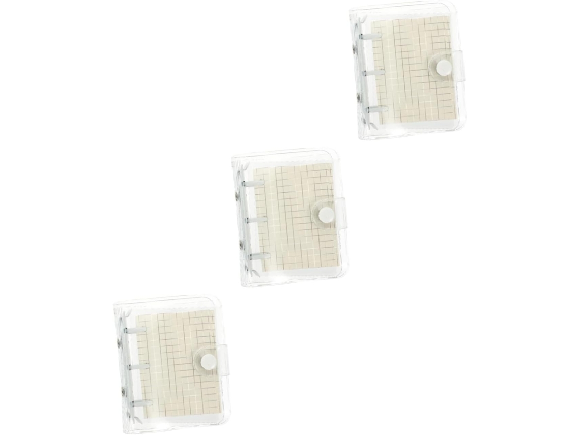 Juego de 3 minicuadernos con tapa transparente, adorables cuadernos de anillas, multifuncionales P Gokoco