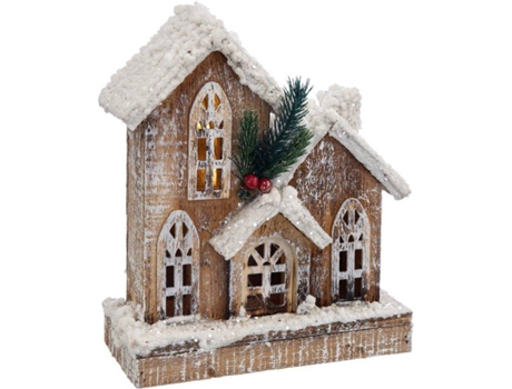 Decoración de Navidad LOLAHOME Casa con Luces (21x9x21 cm - Madera)