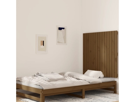 MAISON EXCLUSIVE - Cabecero cama pared madera maciza pino marrón miel 95,5x3x90 cm