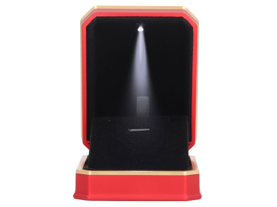 Caja de terciopelo rojo para collar con LED para regalo de boda y compromiso