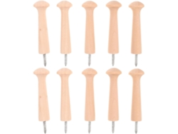 Juego de 10 ganchos de pared de madera natural CHABERLU