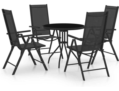 Conjunto 5 de comedor para jardín VIDAXL aluminio y textilene negro