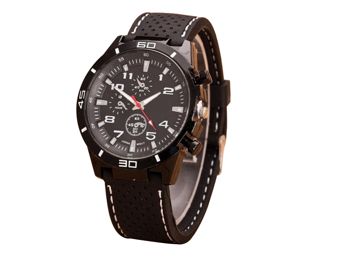 Reloj De Pulsera De Silicona Para Hombre Con Esfera Redonda, Reloj Deportivo De Cuarzo Naranja