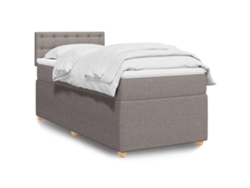 Cama Box Spring Con Colchón Tela Gris Taupe 100x200 Cm
