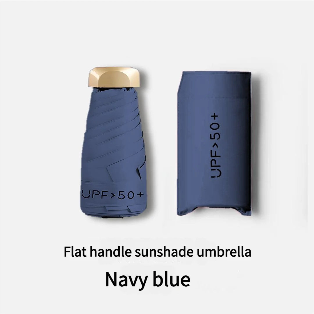 Mini Sombrilla (azul Marino), Compacta Y Portátil, Plegable, Con Protección Uv, De Tamaño De Bolsillo.