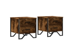 Maison Exclusive - Mesitas Noche 2 Uds Madera Ingeniería Roble Ahumado 40x41x40 Cm