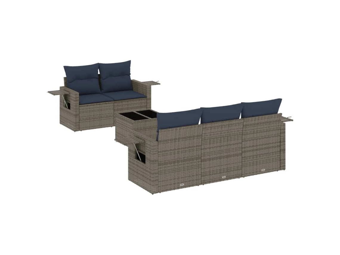 Maison Exclusive - Conjunto De Sofá De Jardín De 6 Piezas Con Cojines, Poliratán Gris