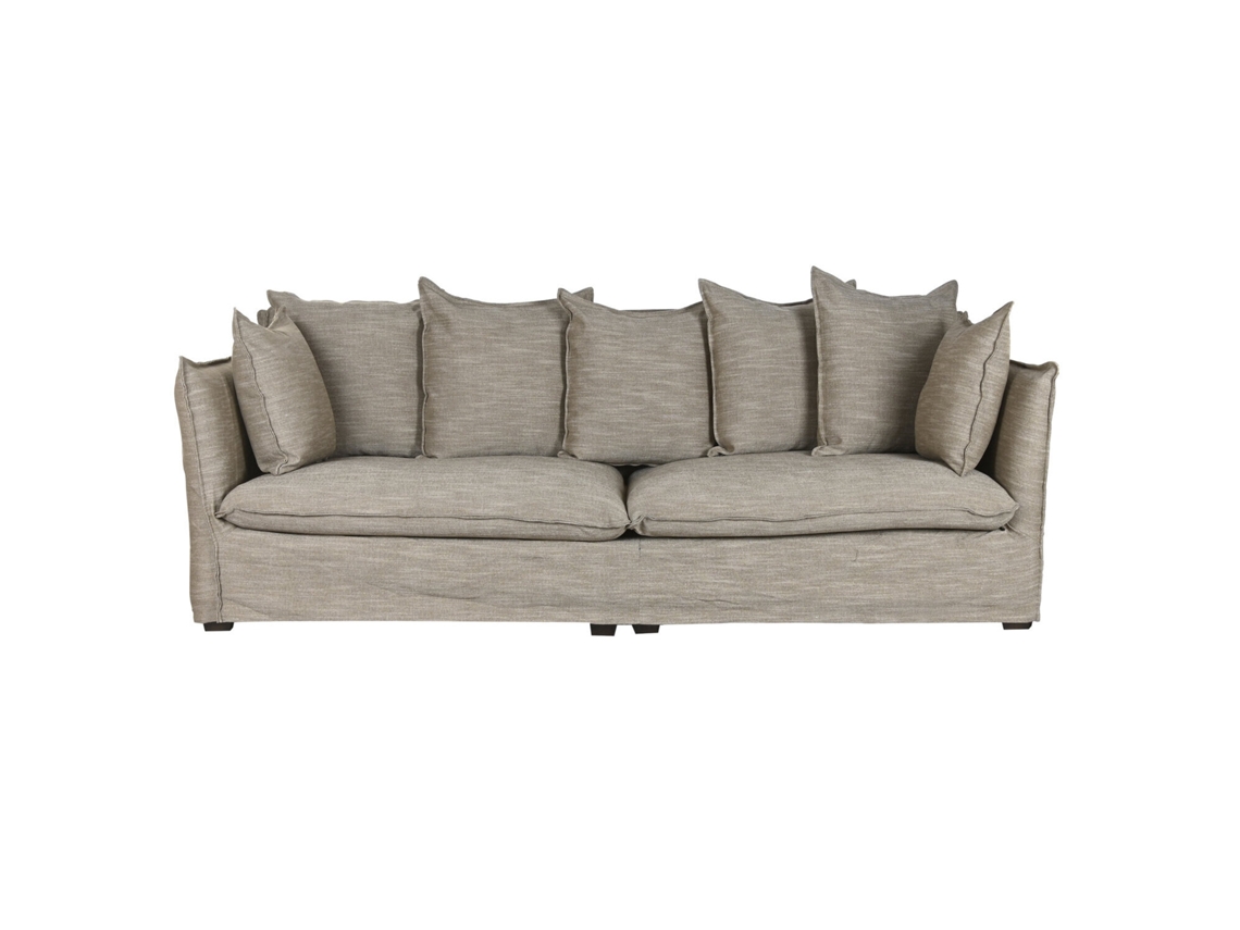 Sofa Lino Poliester Con 7 Cojines Verde 260x104x90cm