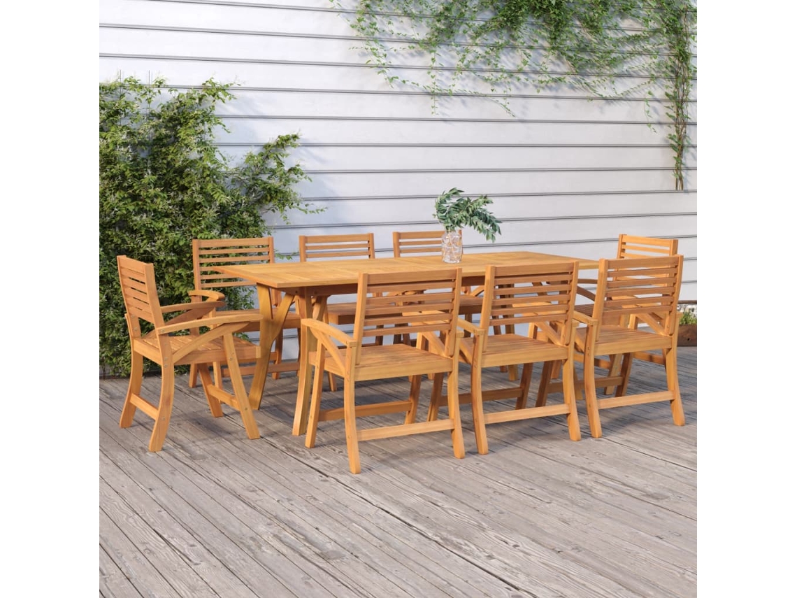 Mesa de Jardín LOVELY HOME Comedor Madera de Acacia Maciza (200 x 90 x 75 cm)