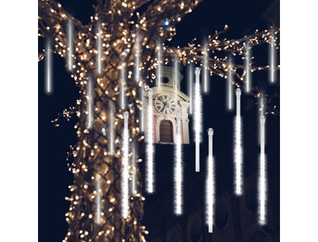Pluie De Météores 30Cm, 8 Tubos De Transparencia Impermeables Guirlande Lumineuse, 288 LED Météore Douche Lumière pour Noel Extérieure Jardin