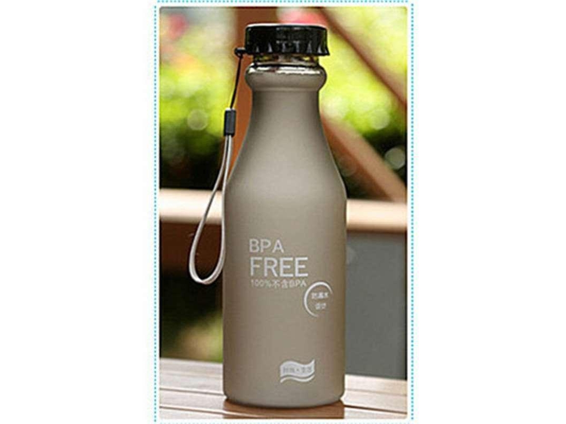 Botella deportiva portátil de 500 ml con estampado de letras y diseño antigoteo. Mdug (negra)
