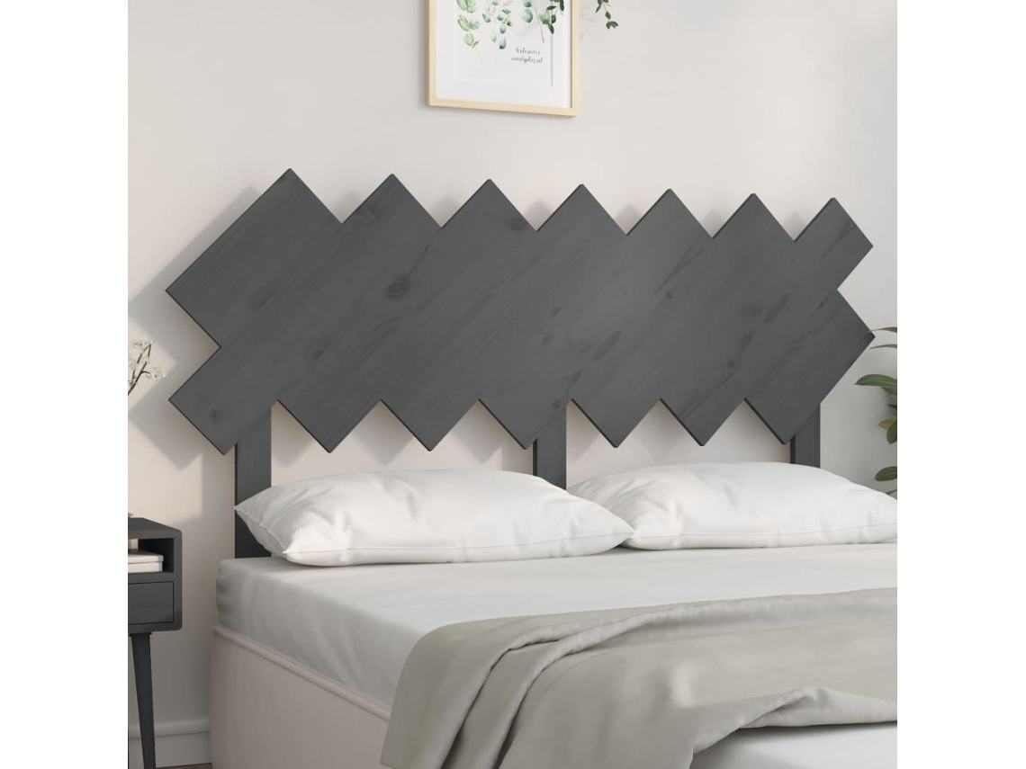 Cabecero De Cama Madera Maciza De Pino Gris 141x3x80,5 Cm