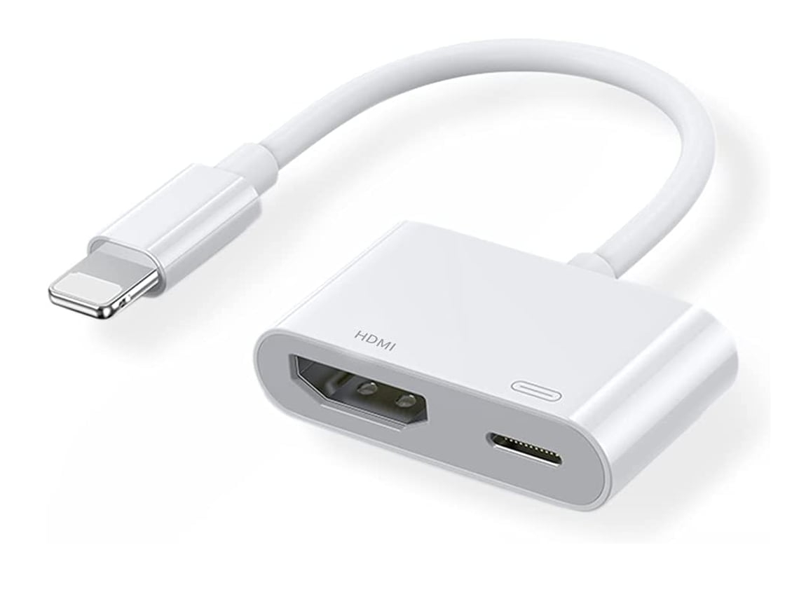 Adaptador HDMI para iPhone a TV, Cable de transmisión HDMI Lightning a HDMI Blanco Elisefashion