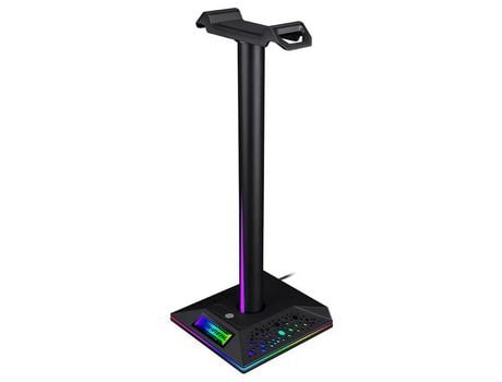 Soporte de auriculares para juegos RGB translúcido con luz LED Soporte de monitor de escritorio para computadora Control táctil de audio