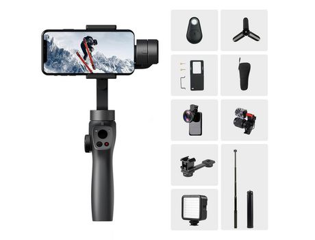 Estabilizador gimbal profissional suave para smartphone android, celular com 3 eixos, handheld gimble stick[set-h]