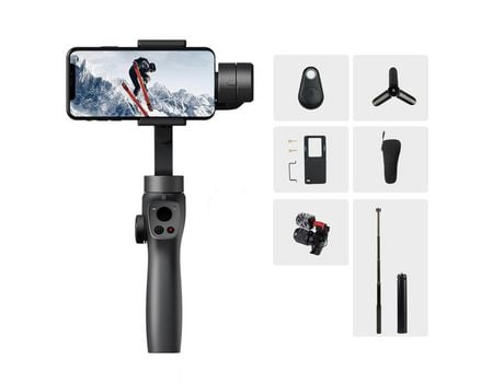 Estabilizador gimbal profissional suave para smartphone android, celular com 3 eixos, handheld gimble stick[set-e]