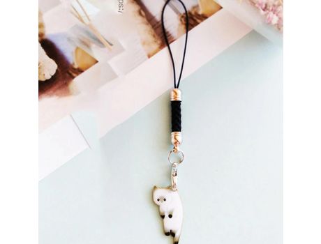 Lindo gato correa para teléfono inteligente, cordones [gato blanco]