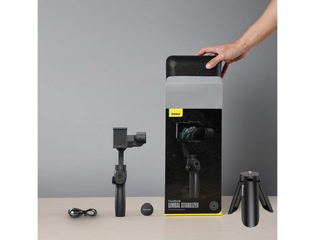 Estabilizador de cardan portátil de 3 eixos para smartphones com capacidade de bateria: 2200mah[preto com tripé]