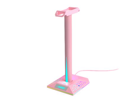 Soporte de auriculares para juegos RGB translúcido con luz LED Soporte de monitor de escritorio para computadora Control táctil de audio