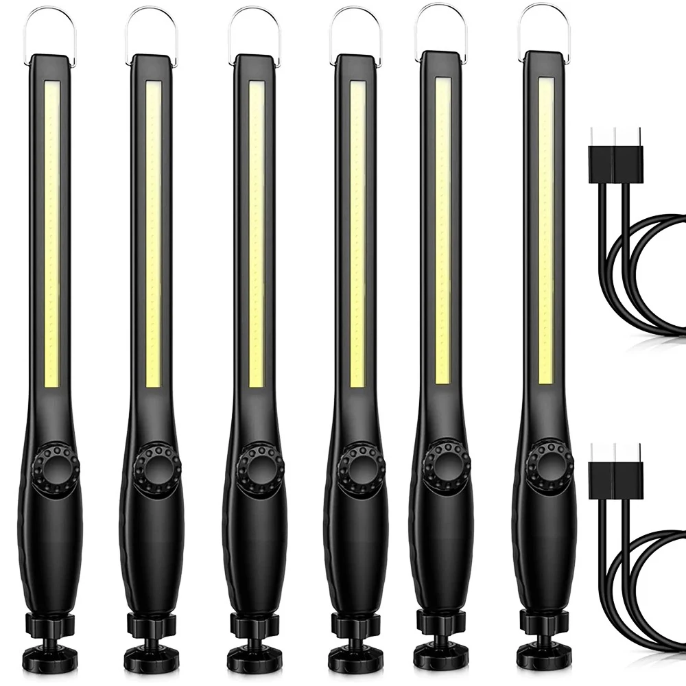 Linterna de trabajo LED COB magnética recargable vía USB, linterna portátil MDUG (6 unidades)