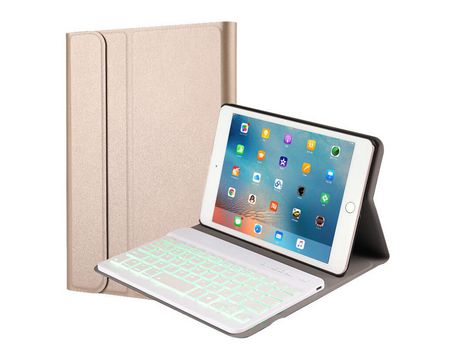 Carcasa y Teclado Bluetooth YIMGOTTA 1027D para iPad Mini1/2/3 (Inglés - Dorado)