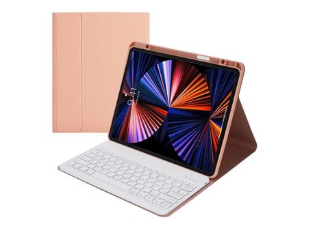 Carcasa y Teclado Bluetooth YIMGOTTA Hk132B para iPad Pro12.92021/2020/2018 (Inglés - Rosa)