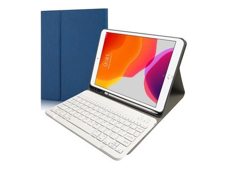 Carcasa y Teclado Bluetooth YIMGOTTA Rk102 para iPad 10.22021/2020/2019/iPad Air 10.5/iPad Pro10.5 (Inglés - Azul)