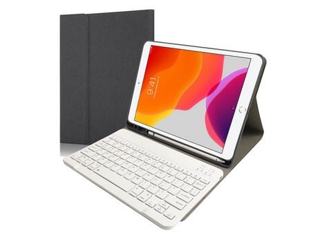 Carcasa y Teclado Bluetooth YIMGOTTA Rk102 para iPad 10.22021/2020/2019/iPad Air 10.5/iPad Pro10.5 (Inglés - Negro)