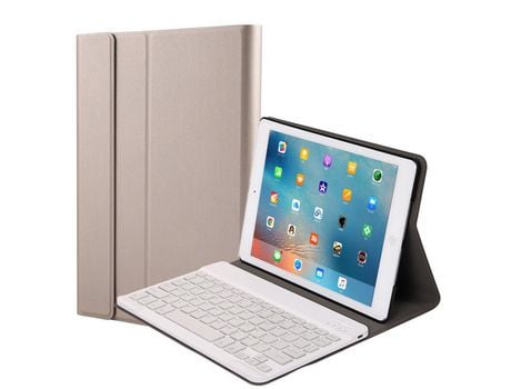 Carcasa y Teclado Bluetooth YIMGOTTA Ft1030 para 2018&2017iPad Pro9.7/Air2/Air (Inglés - Dorado)