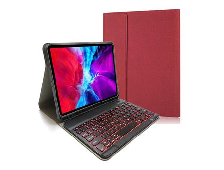 Carcasa y Teclado Bluetooth YIMGOTTA Rk11D para iPad Air4 2020 10.9/iPad Pro112021/2020/2018 (Inglés - Rojo)