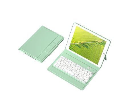 Carcasa y Teclado Bluetooth YIMGOTTA T1082 para iPad 10.22021/2020/2019/iPad Air 10.5/iPad Pro10.5 (Inglés - Verde)