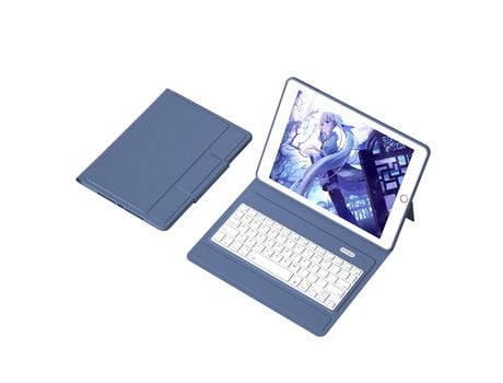 Carcasa y Teclado Bluetooth YIMGOTTA T1082 para iPad 10.22021/2020/2019/iPad Air 10.5/iPad Pro10.5 (Inglés - Violeta)