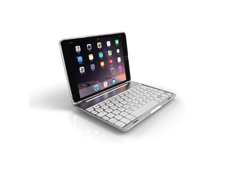 Carcasa y Teclado Bluetooth YIMGOTTA F8Sm para iPad Mini1/2/3 (Inglés - Prata)