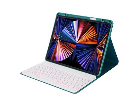 Carcasa y Teclado Bluetooth YIMGOTTA Hk132D para iPad Pro12.92021/2020/2018 (Inglés - Verde)