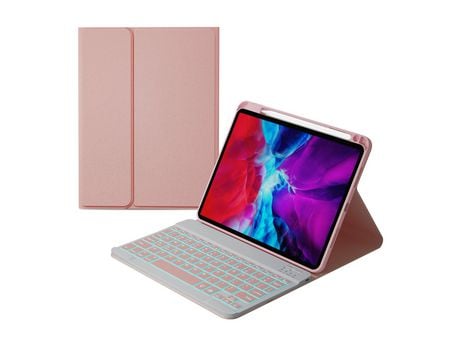 Carcasa y Teclado Bluetooth YIMGOTTA Hk-109D para iPad Air4 2020 10.9/iPad Pro112021/2020/2018 (Inglés - Rosa)
