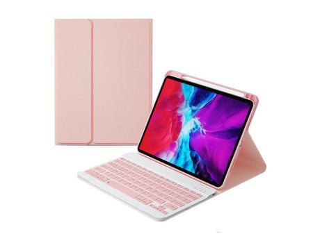 Carcasa y Teclado Bluetooth YIMGOTTA Hk-109 para iPad Air4 2020 10.9/iPad Pro112021/2020/2018 (Inglés - Rosa)
