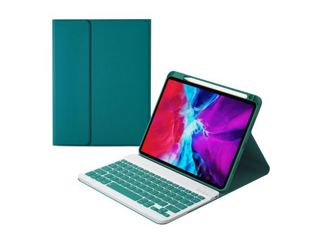 Carcasa y Teclado Bluetooth YIMGOTTA Hk-109 para iPad Air4 2020 10.9/iPad Pro112021/2020/2018 (Inglés - Verde)