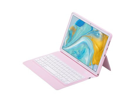 Carcasa y Teclado Bluetooth YIMGOTTA T1083 para Huawei Mediapad M6 10.8/Matepad 10.8 (Inglés - Rosa)