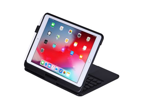 Carcasa y Teclado Bluetooth YIMGOTTA Q7 para iPad 10.22021/2020/2019/iPad Air 10.5/iPad Pro10.5 (Inglés - Negro)