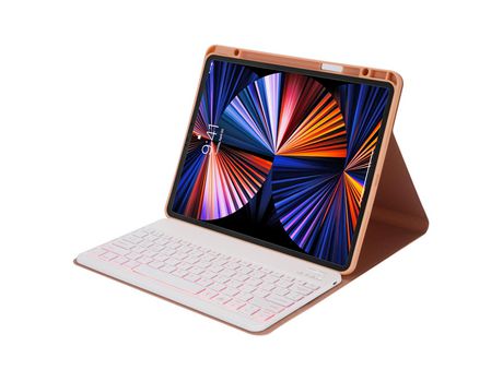 Carcasa y Teclado Bluetooth YIMGOTTA Hk132D para iPad Pro12.92021/2020/2018 (Inglés - Rosa)
